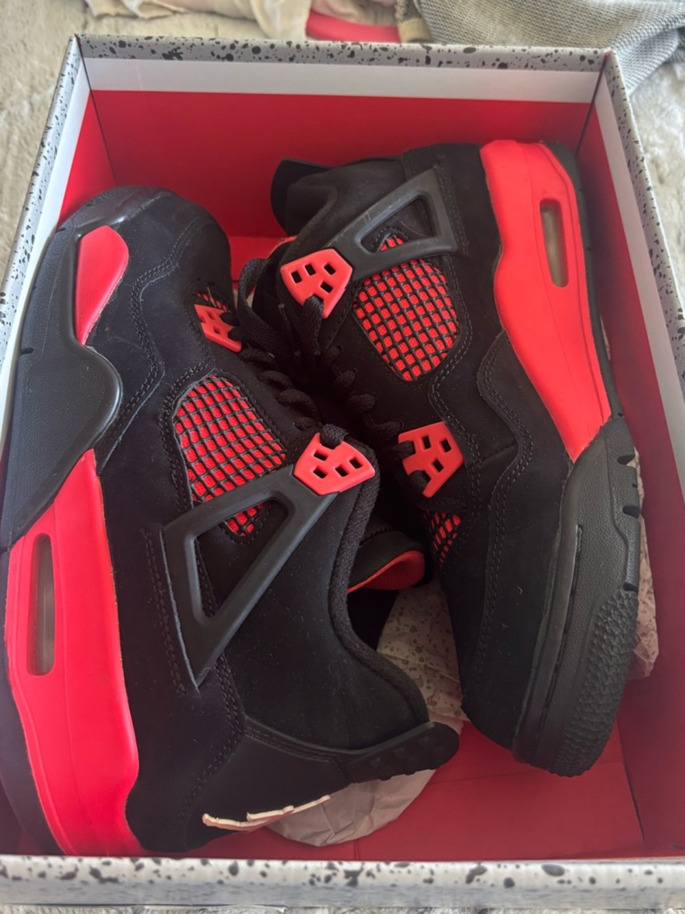 Jordan 4 Retro Black and Red Basketball Shoes